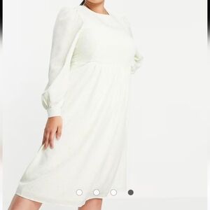 Fashion Union ASOS Light Green Floral Cottagecore Midi Dress Balloon Sleeves